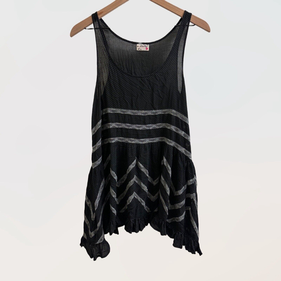 Intimately Free People Women’s Size Small XS Voile Trapeze Lace Black Gray Dress - Picture 2 of 6
